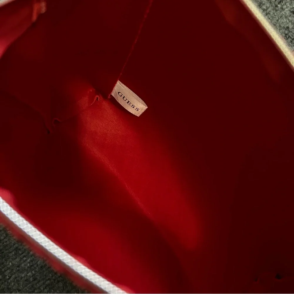 Guess Red Woven Cosmetic Travel Bag